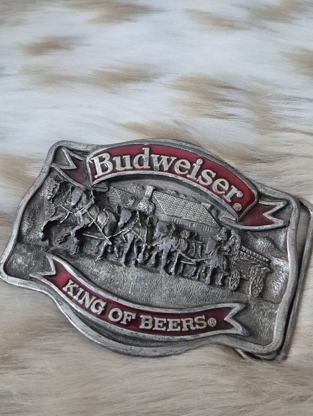 Vintage 1985 Budweiser Clydesdale Belt Buckle Limited Edition Stamped No. 605